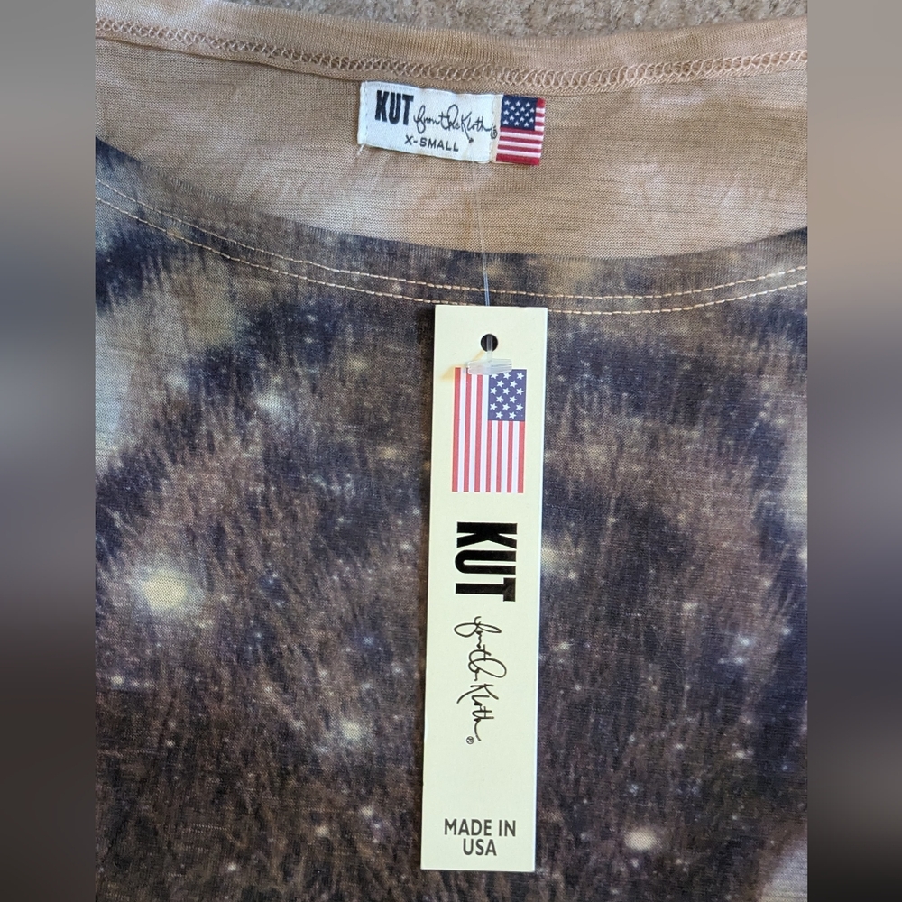 NWT Kut From The Kloth T-shirt Graphic Tiger Face Assymetrical Hem Loose XS - Picture 4 of 6